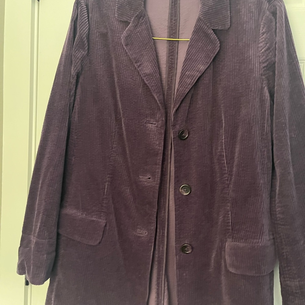 J. Jill Purple Corduroy Blazer Jacket Size Large Soft Stretch Cardigan Style